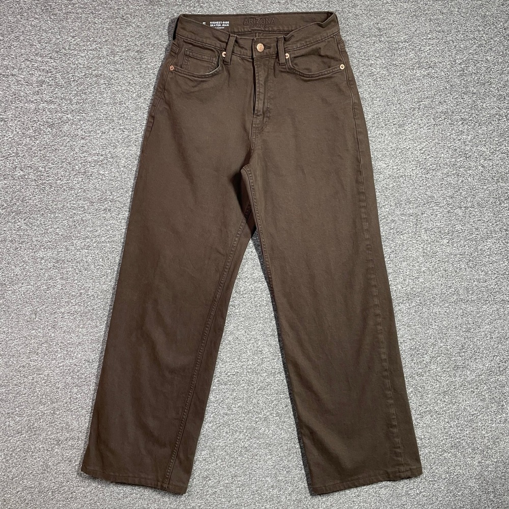 Arizona Jean Co Highest-Rise Skater Jeans Brown Wide Leg Size 5 Womens